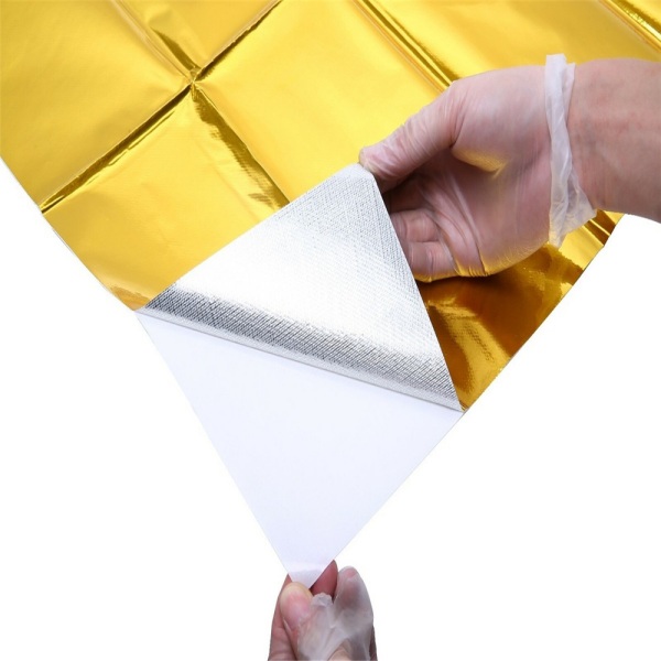 Gold adhesive heat reflective sheet for engine bay panel